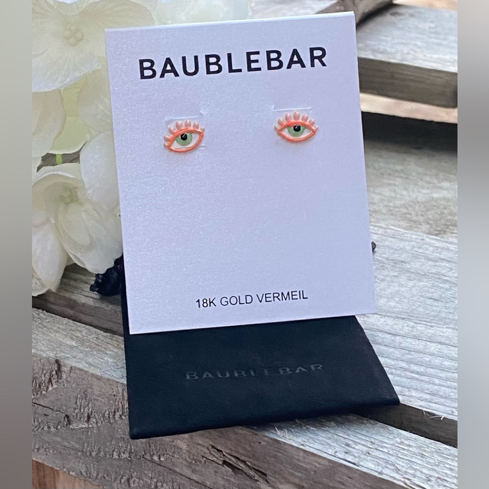 BaubleBar Pink Eye Stud Earrings - 18K Gold Vermeil